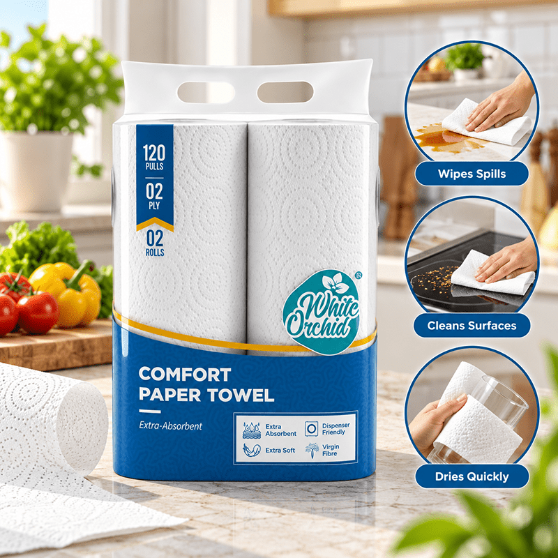 Application of Comfort Paper Towel in hotels, restaurants and offices - White Orchid