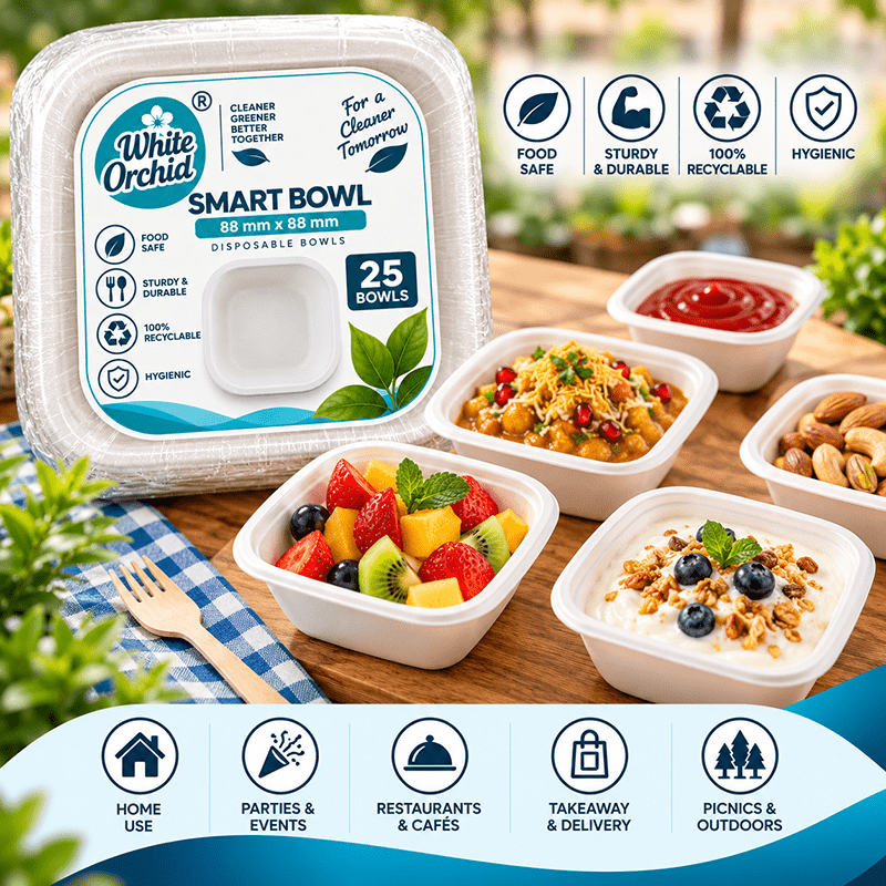 Application of Bagasse Smart Bowl 120 ml in hotels, restaurants and offices - White Orchid