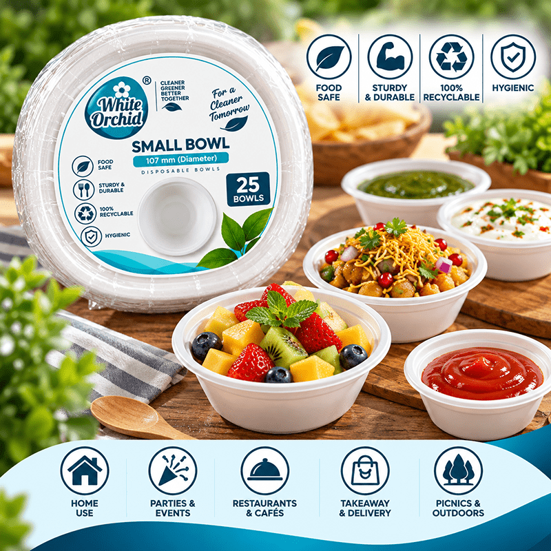 Application of Bagasse Small Bowl 180 ml in hotels, restaurants and offices - White Orchid
