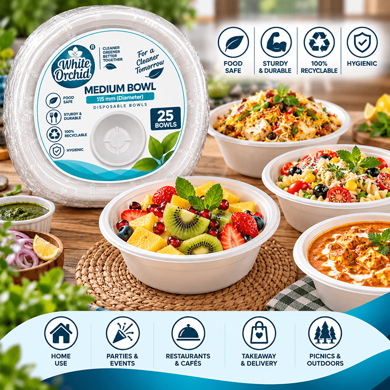 Application of Bagasse Medium Bowl 210 ml in hotels, restaurants and offices - White Orchid