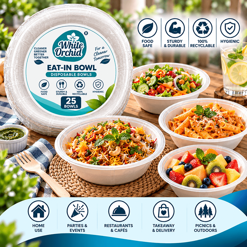 Application of Bagasse Eat-In Bowl 230 ml in hotels, restaurants and offices - White Orchid