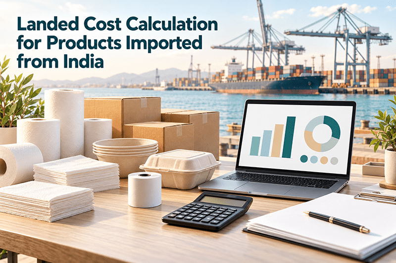 Landed cost calculation for tissue and paper products imported from India