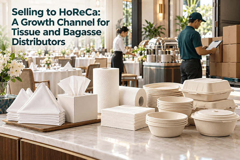 Selling tissue and bagasse tableware to HoReCa hotels and restaurants
