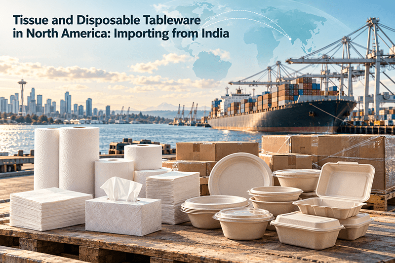Tissue and disposable tableware for North America shipped from India