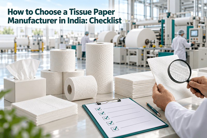 Tissue paper manufacturer in India, converting line producing toilet rolls
