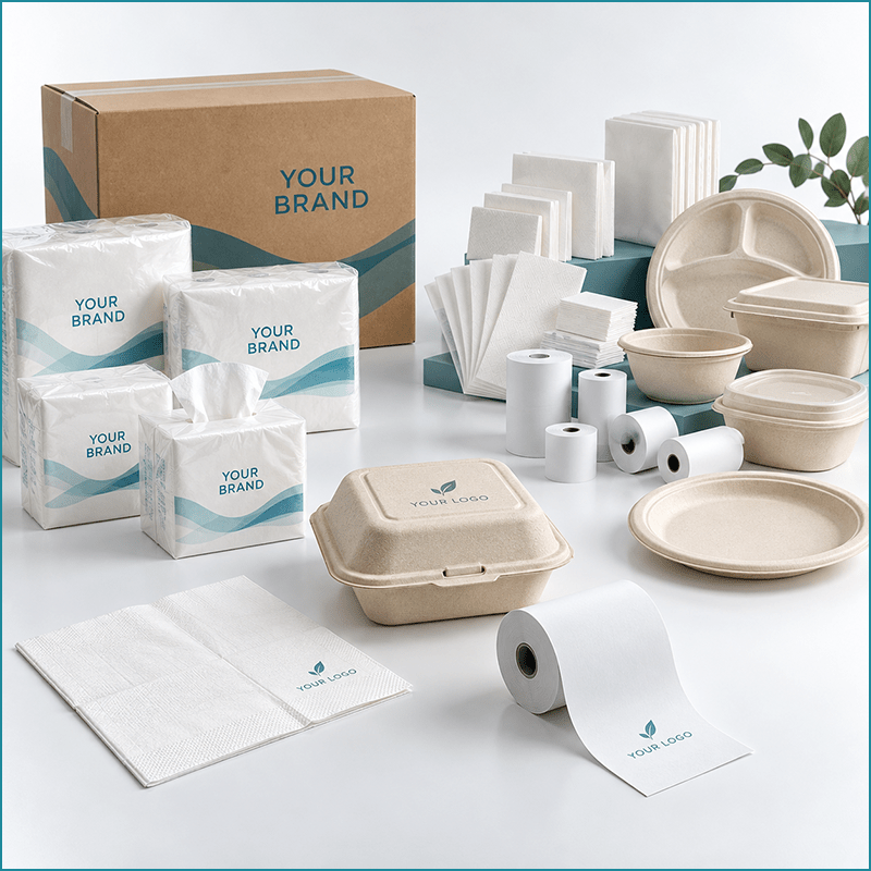 Private label and custom branded Bagasse Rectangular Container Lid 500 ml - White Orchid India