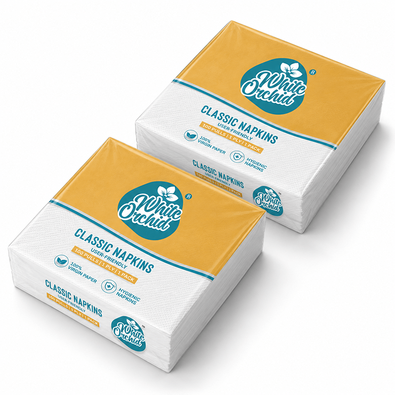 Classic Tissue Napkins manufacturer and exporter in Ahmedabad India - White Orchid pack view