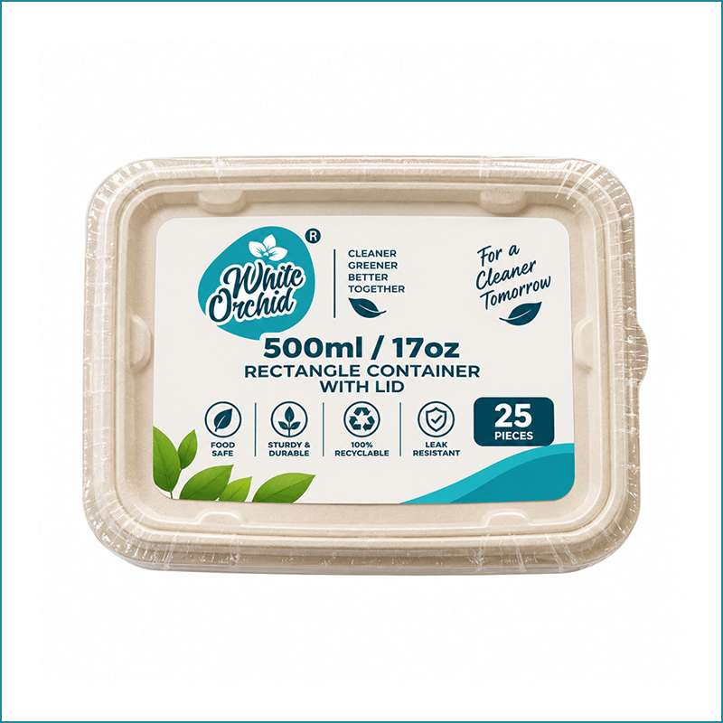 Manufacturer Exporter of Bagasse Rectangular Container 500 ml in Ahmedabad - India