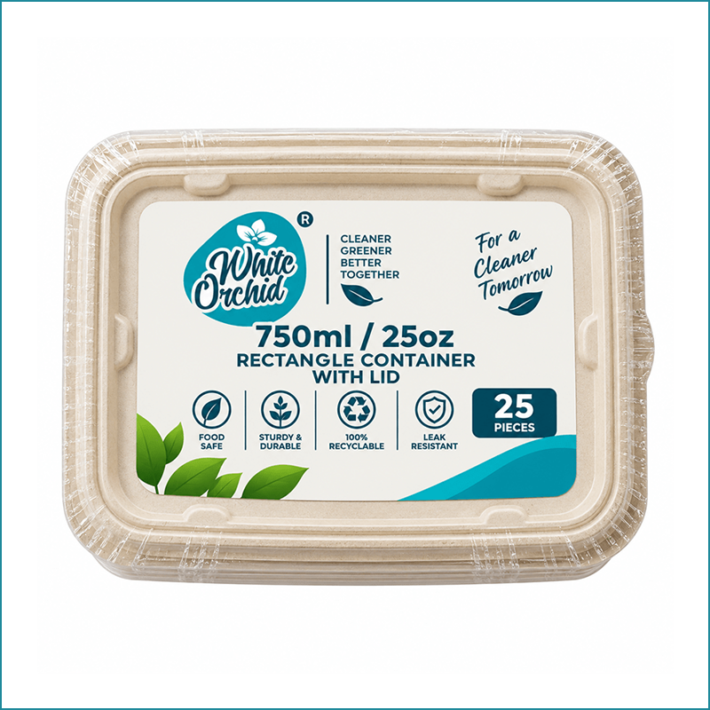 Manufacturer Exporter of Bagasse Rectangular Container 750 ml in Ahmedabad - India
