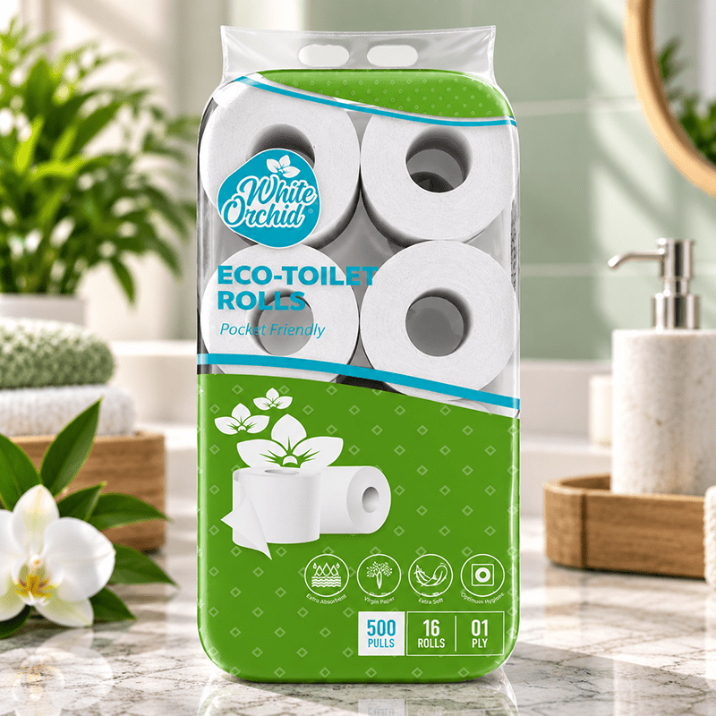 Eco Toilet Rolls pack of 16 rolls exporter from India to Australia - White Orchid