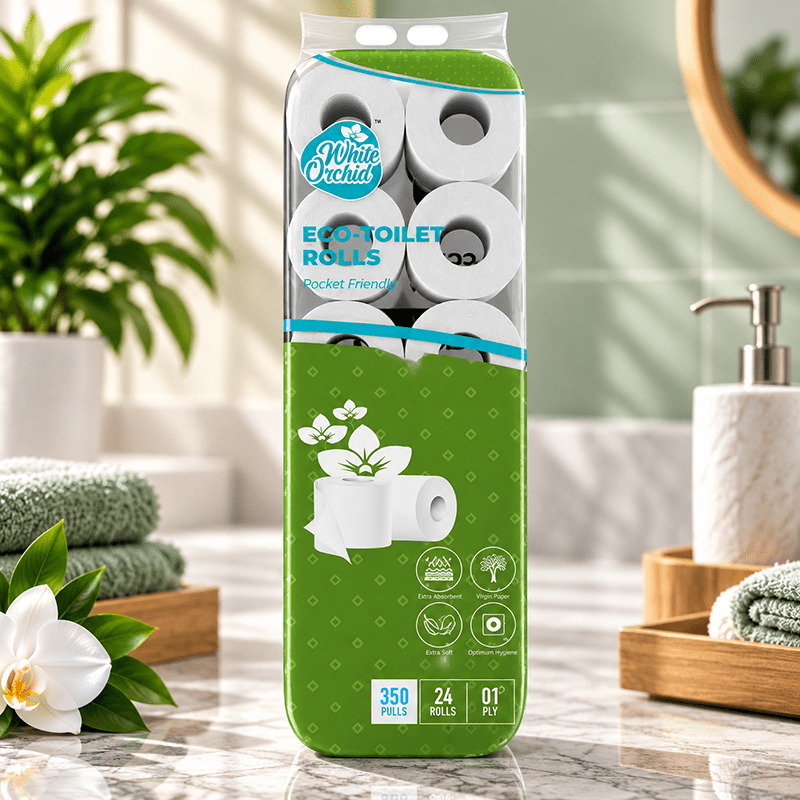 Eco Toilet Rolls pack of 24 rolls exporter from India to Qatar - White Orchid