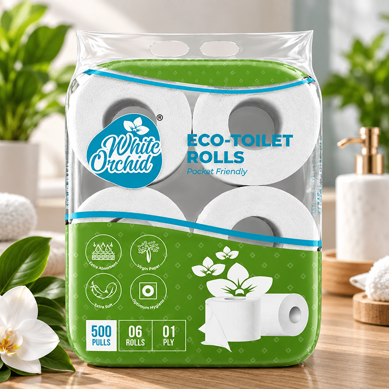 Eco Toilet Rolls pack of 6 rolls exporter from India to UK - White Orchid