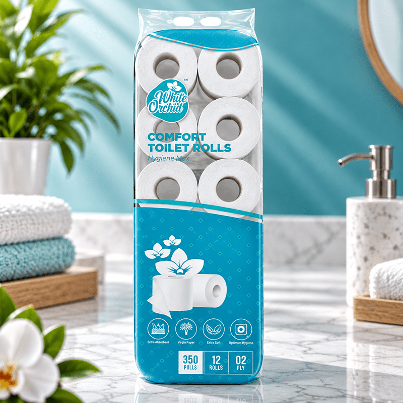 Comfort Toilet Rolls 350 pack of 12 rolls exporter from India to Canada - White Orchid