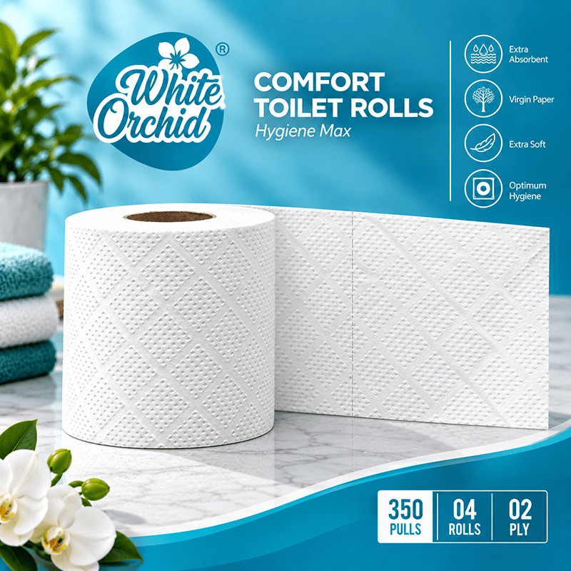 Comfort Toilet Rolls 500 manufacturer and exporter in Ahmedabad India - White Orchid pack view