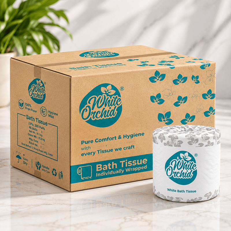 Comfort Toilet Rolls 500 manufacturer and exporter in Ahmedabad India - White Orchid close up