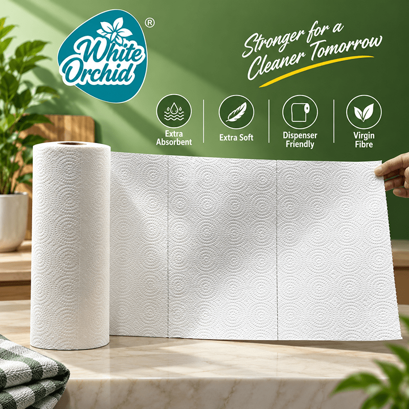Extra Absorbent Paper Towel manufacturer and exporter in Ahmedabad India - White Orchid pack view