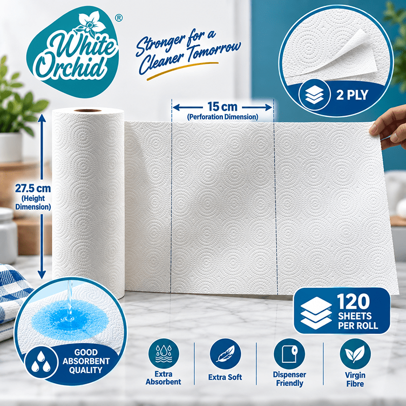 Comfort Paper Towel manufacturer and exporter in Ahmedabad India - White Orchid close up