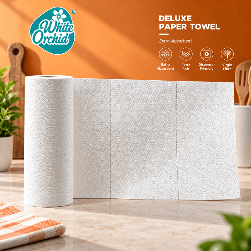 Deluxe Paper Towel manufacturer and exporter in Ahmedabad India - White Orchid pack view
