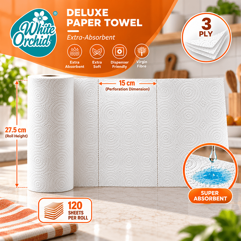 Deluxe Paper Towel manufacturer and exporter in Ahmedabad India - White Orchid close up