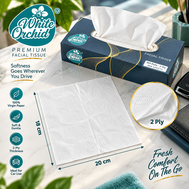 Car Tissue Box manufacturer and exporter in Ahmedabad India - White Orchid close up