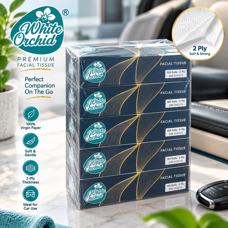 Car Tissue Box manufacturer and exporter in Ahmedabad India - White Orchid product detail