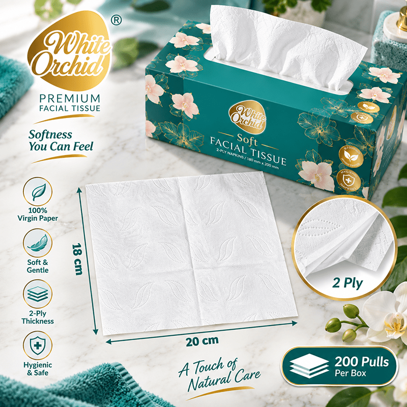 Premium Box Tissue manufacturer and exporter in Ahmedabad India - White Orchid close up