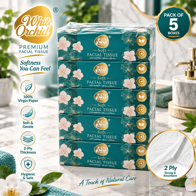 Premium Box Tissue manufacturer and exporter in Ahmedabad India - White Orchid product detail