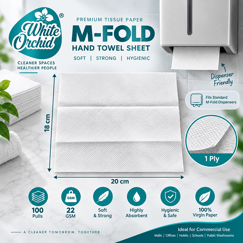 M-Fold Tissue (Wall Mount) manufacturer and exporter in Ahmedabad India - White Orchid close up