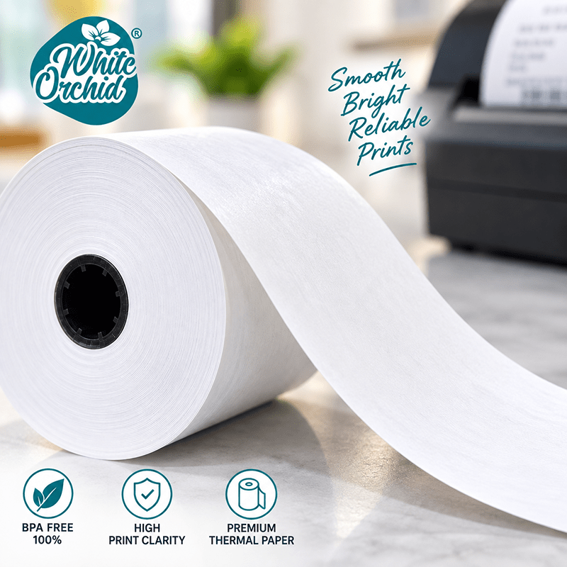 Thermal Roll 3 1/8 Inch x 150 ft manufacturer and exporter in Ahmedabad India - White Orchid bulk packing