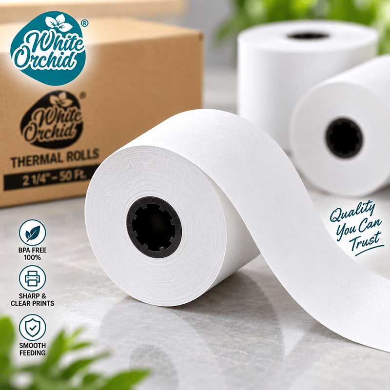Thermal Roll 2 1/4 Inch x 50 ft manufacturer and exporter in Ahmedabad India - White Orchid bulk packing
