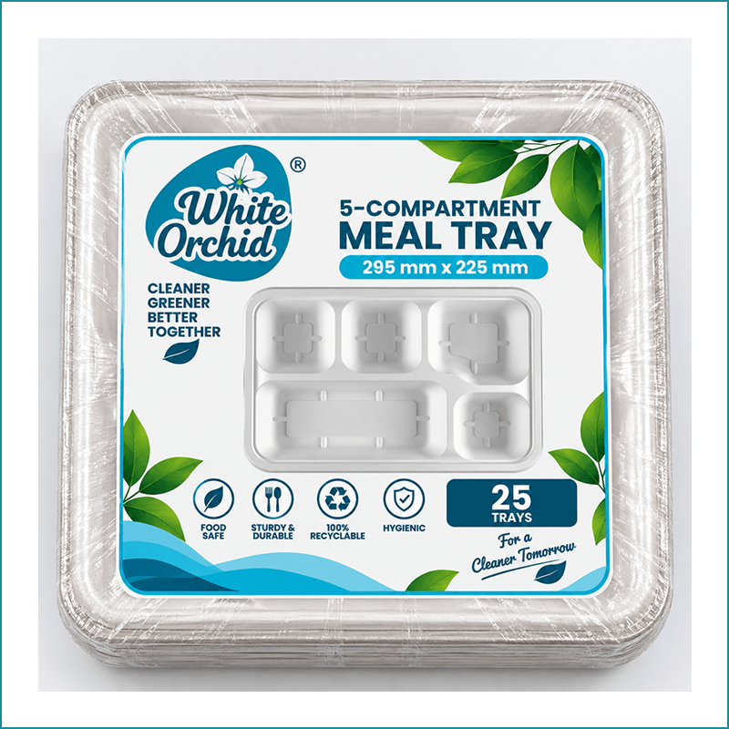 Manufacturer Exporter of Bagasse 5 Compartment Meal Tray in Ahmedabad - India
