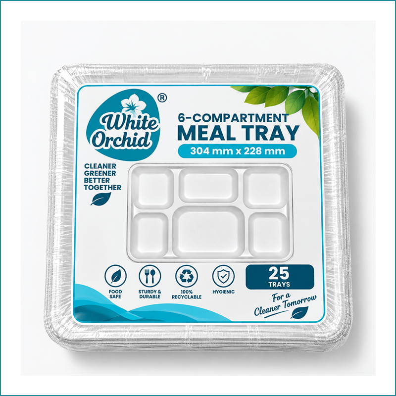 Manufacturer Exporter of Bagasse 6 Compartment Meal Tray in Ahmedabad - India
